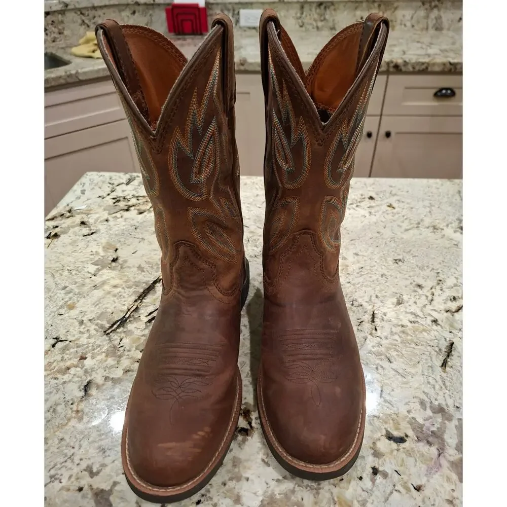 Justin Mens Boots Stampede Rendon 9.5D Cowboy Western Leather SE7530